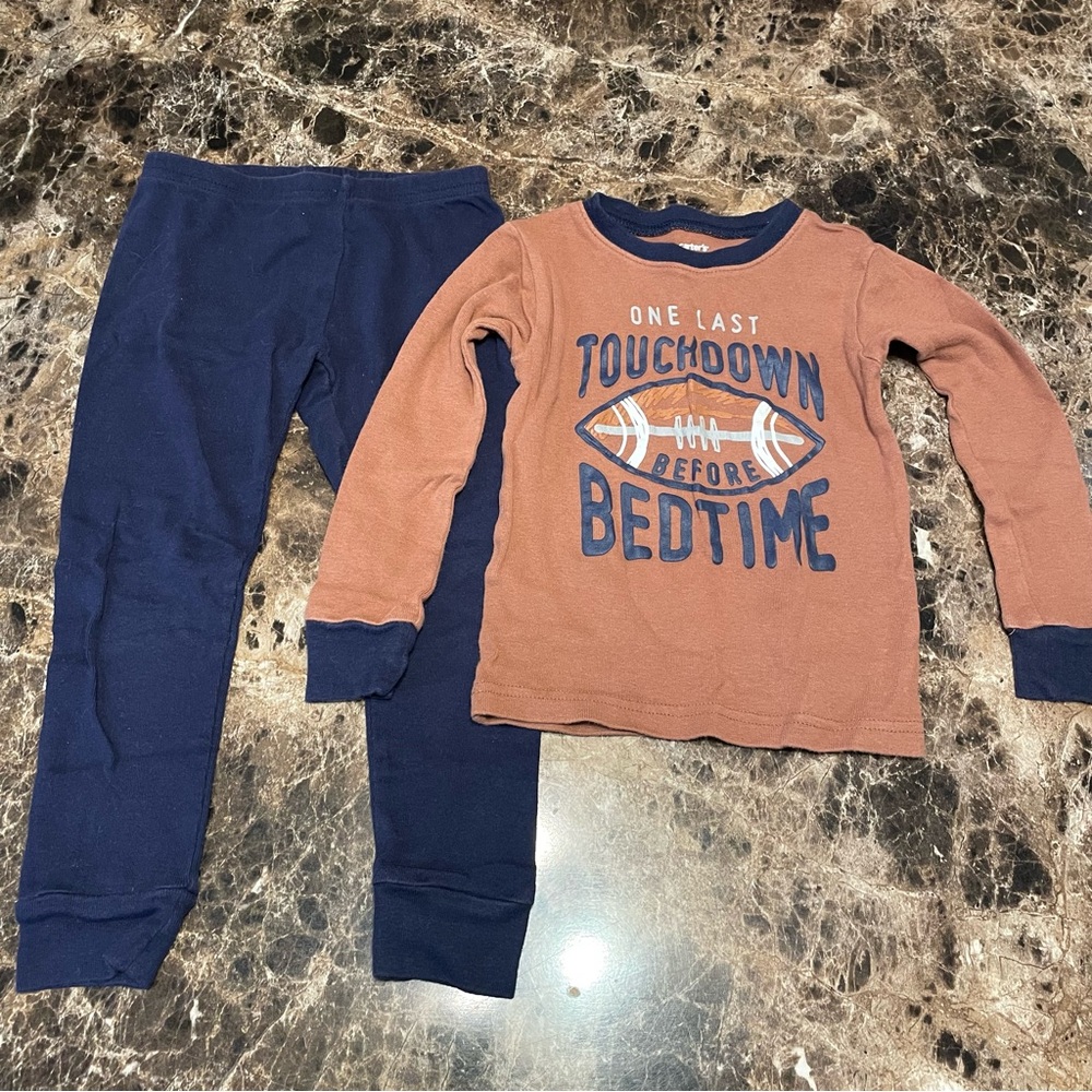 Carter's Touchdown Pajama Set - Brown and Blue
